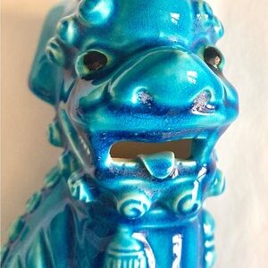 Antique Female Imperial Blue Porcelain Chinese Foo Dog. 8.5” tall